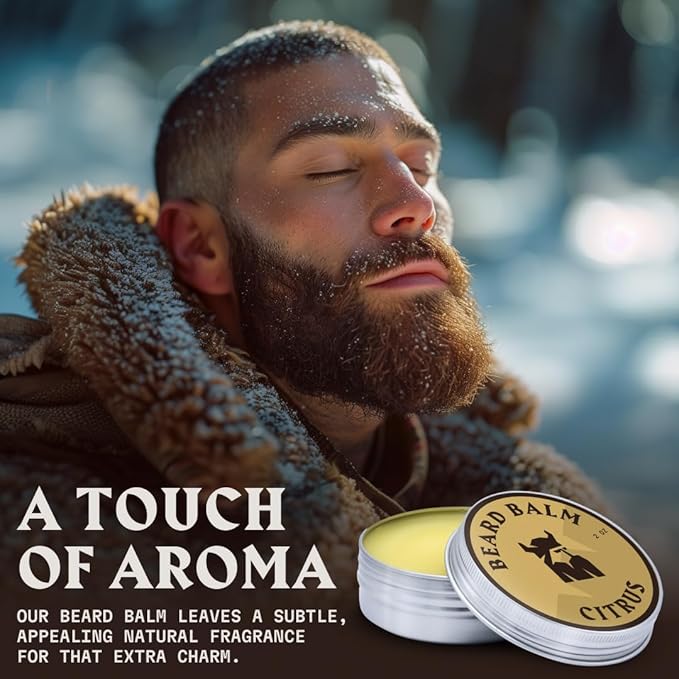 Striking Viking Beard Balm for Men – Light Hold, Citrus, 2 Oz - Leave-in Beard Conditioner with Shea Butter, Tea Tree, Argan & Jojoba Oils - Smooth, Shape, Moisturize & Soften Coarse, Dry Facial Hair