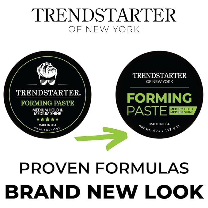 TRENDSTARTER - FORMING PASTE (4oz) - Medium Hold - Medium Shine - Lightweight Water-Based Hair Cream - Premium All-Day Hold Hair Styling Product - Flake-Free Hair Paste for All Hair Types