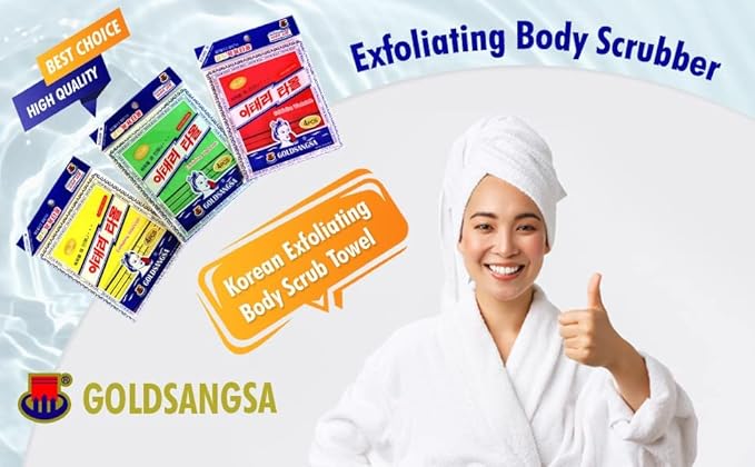 8 pcs Asian Exfoliating Bath Washcloth - Red & Green