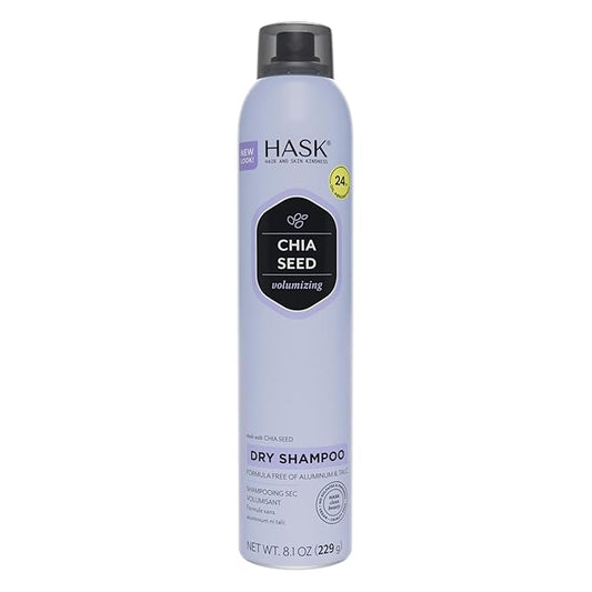 HASK Chia Seed Volumizing Dry Shampoo – Absorbs Oil, Adds Volume & Bounce, Builds Body, No Sulfates or Parabens, Cruelty-Free – 8.1oz