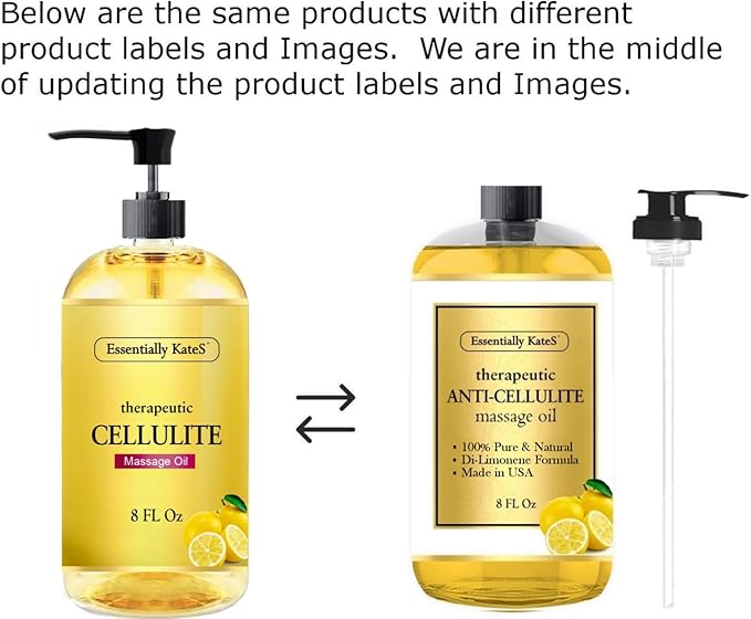 Essentially KateS Cellulite Massage Oil 8 Fl Oz - Helps Break Down Fat Cells in Hip, Thighs, Buttocks, and Abdomen - Absorbs Immediately - Beautiful Scent
