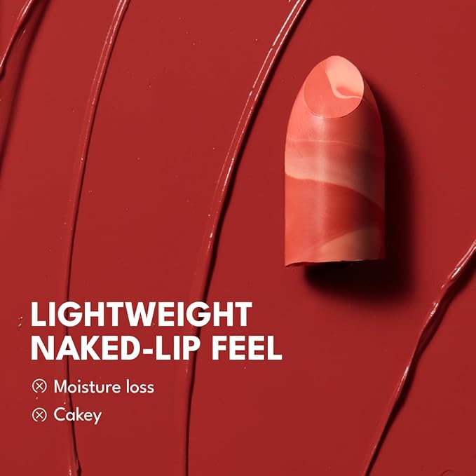 2PCS Marbled Matte Lip Stick Makeup - Velvety Finish | Naked-lip Feel, Full Coverage, D001+D002