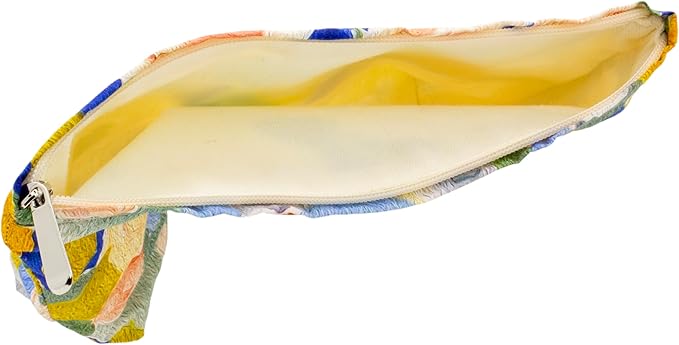 PAZIMIIK Floral Makeup Bag Large Cotton Zipper Pouch for Purse Travel Canvas Make Up Organizer for Women Cosmetic,Garden Blue