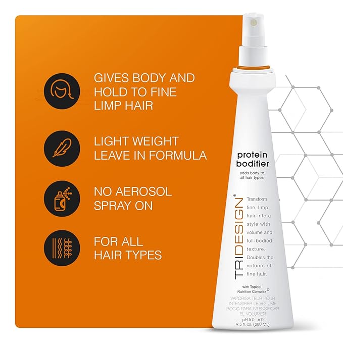 TRI Design Protein Bodifier - Volumizing Hairspray for Full-Bodied Texture - Ideal for All Hair Types - Nourishes and Enhances Hair for Lift, and Body to Fine, Thin, or Limp Hair - 9.5 oz