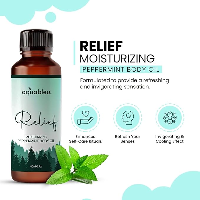 Peppermint Massage Oil – Aromatherapy Blend for Refreshing Relief – 80ml Bottle – Energizing and Rejuvenating – Great Gift for Women