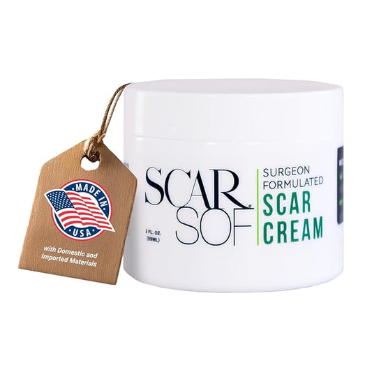 ScarSof Scar Cream - Advanced Scar Cream Made with 100% Organic Aloe Vera and All Natural Emu Oil - Helps Scar Appearance and Overall Skin Health - 2 oz