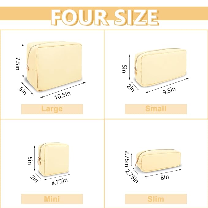 Small Makeup Bag Pouch for Purse, Nylon Travel Toiletry Storage Bag Cute Preppy Cosmetic Bag for Women Girls, Waterproof Makeup Organizer Bag Pouch Skincare Bag Purse with Zipper (Small-Sand)