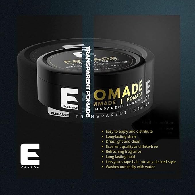 Elegance Hair Pomade, 4.73 Oz, Super Strong Hold Wax, Long-Lasting Hold and Shine, Wax Easy to Apply and Distribute