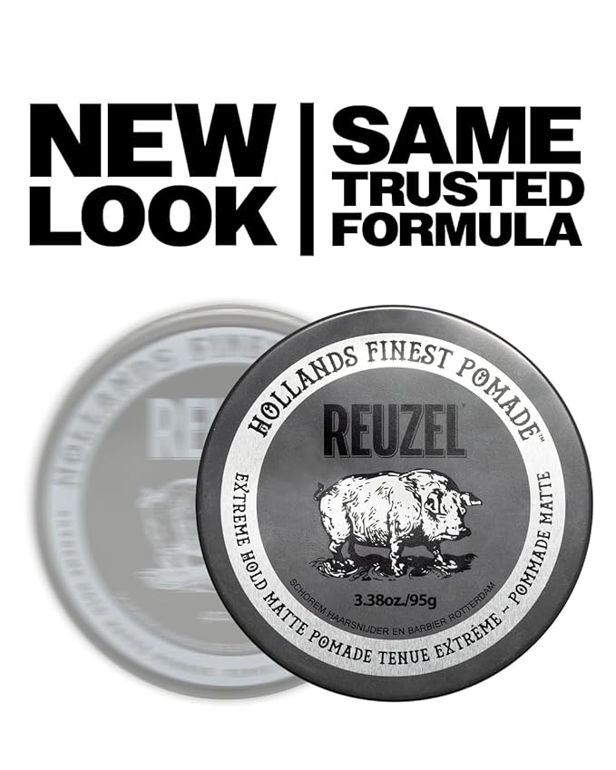 REUZEL Extreme Hold Matte Pomade, Strongest All Day Hold, Water Soluble Styling, Matte Finish & Flake Free, Easy To Wash Out, For All Hair Types