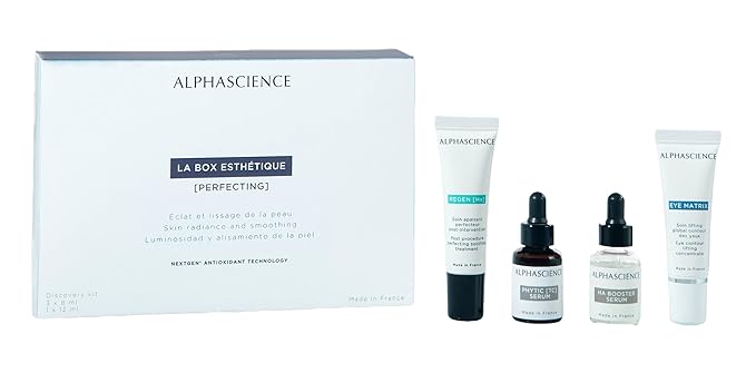 ALPHASCIENCE La Box Esthetique [Perfecting] Discovery Kit - PHYTIC [TC], REGEN [HX], HA BOOSTER, and EYE MATRIX - Helps Reduce Appearance of Blemishes & Scars - Moisturizing - Soothes Skin - 1 Kit