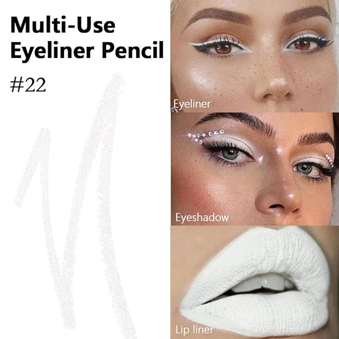 evpct White Eyeliner Pencils for Eyes, White Nude Colored under Eye Liner Pencil Pen Makeup Waterproof Smudge Proof, Colored Gel Waterline Eyeliner Liquid, Face Eye Paint Stick Halloween Makeup 22