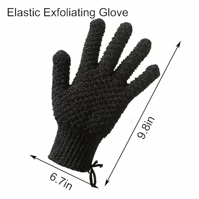 2 Pairs Bath Exfoliating Gloves for men and women – CLEEDY 4 Pcs Heavy and Large Exfoliating Gloves Scrubbing for Shower, Spa, Massage - Scrub Exfoliating Mitts for Body, Face, Hand and Foot (black)