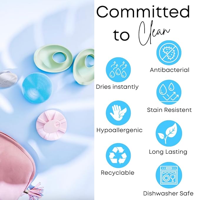 Skincare Essentials Kit - 4 Piece Bundle Pack - Face and Body Silicone Spa Accessory - Essential Beauty Set for Teen Girls Sky Blue