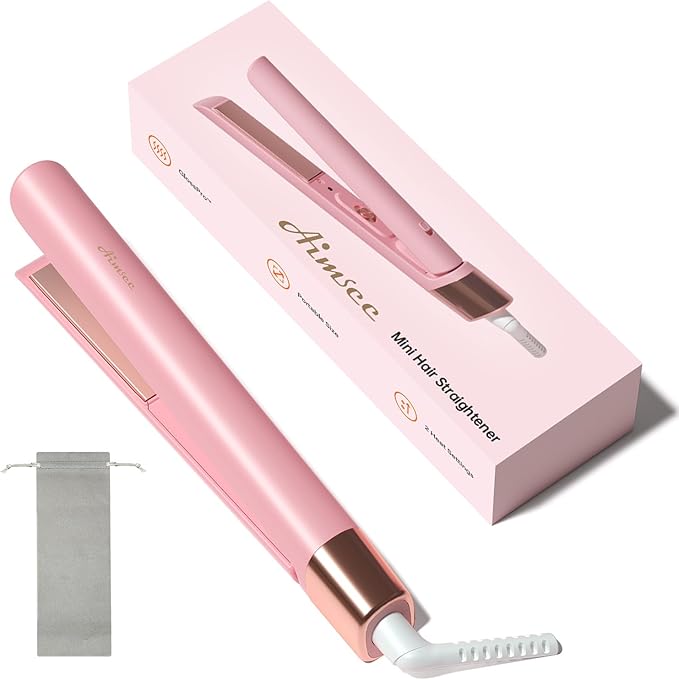 Mini Flat Iron 1 Inch Ceramic Mini Hair Straightener, Small Flat Irons for Short Hair, Curls Bangs, Dual Voltage for Travel,Dual Voltage for Worldwide Use