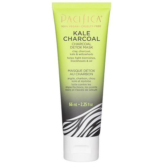 Pacifica Kale Charcoal Ultimate Detox Face Mask, Deep Pore Cleansing Clay Mask for Acne, Blackhead Removal, Blemish Control, Vegan, Purifying & Oil Control Vegan Facial Mask, 2.25 Fl Oz