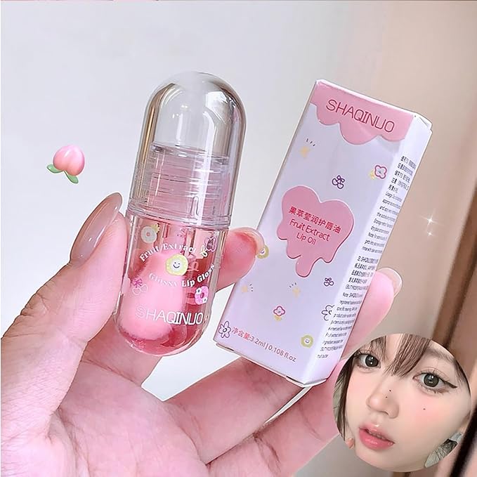 4Pcs Fruit Flavored Lip Gloss Oil Set,Big Brush Head Lip Oil,Cute Lip Hydrating Nourishing Lip Gloss, Jelly Glossy Finish Lip Glow Oil,for Kids and Teens, Kid Friendly, Party Gift, Non-toxic