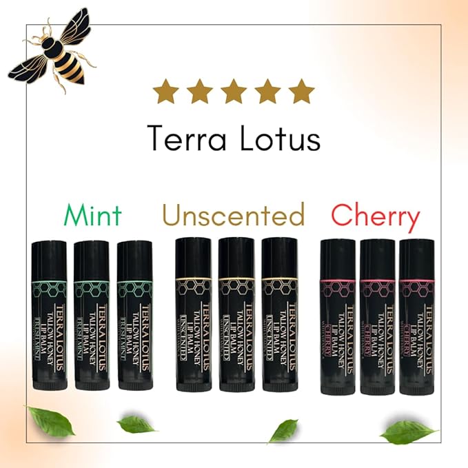 Tallow Lip Balm (3 Pack) - Hydrating With Organic Italian Olive Oil, Pure Grass Fed Tallow, and Beeswax - Long Lasting Lip Therapy (Mint)