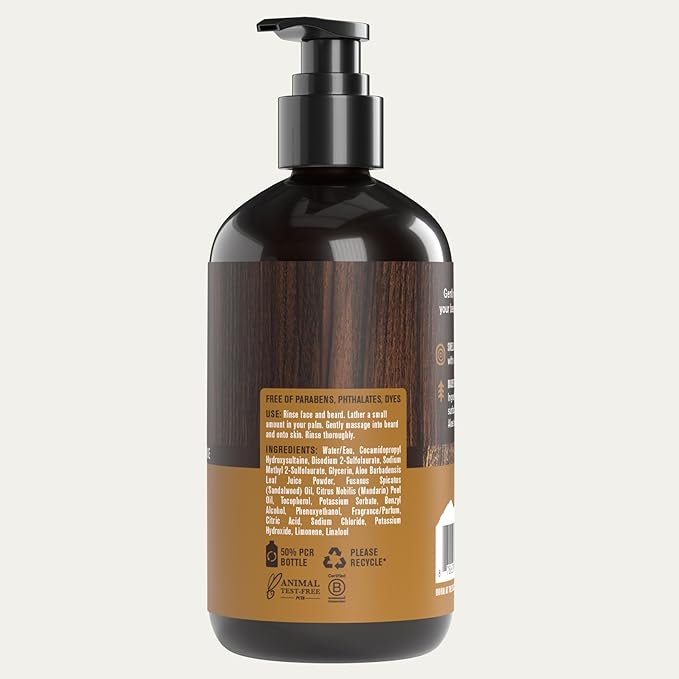 Every Man Jack Sandalwood Beard Wash - Cleanse, Soften, and Hydrate for a Healthier Beard - Made w/Naturally Derived Ingredients like Aloe Vera and Coconut - 6.7 oz - 2 Pack