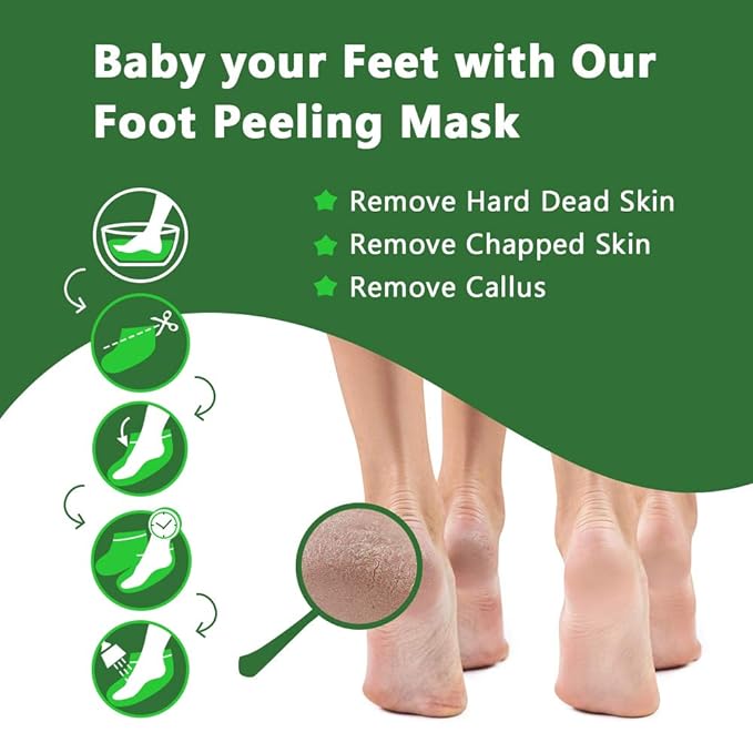 Foot Peeling Mask Moisturizing Socks 5Pairs, Foot Mask Remove Dead Skin, Rough Callus and Cracked Heels, Dry Skin Moisturizer for Soft and Smooth Baby Touch Feet (Tea Tree)