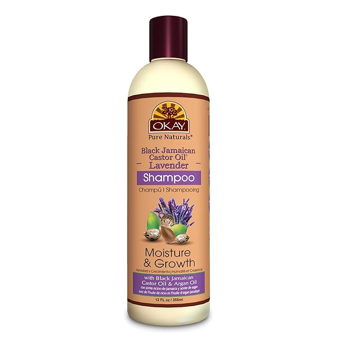OKAY | Black Jamaican Castor Oil & Lavender Shampoo | For All Hair Types & Textures | Moisturize, Strengthen & Regrow Hair | With Argan Oil | Free of Paraben, Silicone, Sulfate | 12 oz