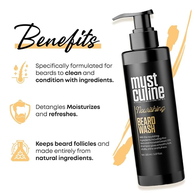 Beard Wash Shampoo, Tea Tree Oil & Argan Oil Anti-Dandruff, Anti-Itching Shampoo for Men (4 Package)