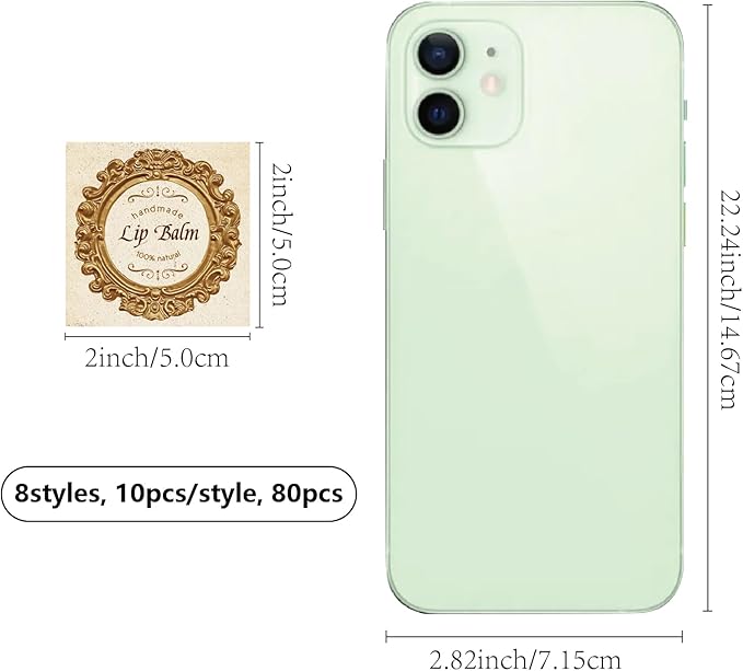 CRASPIRE 80Pcs 8 Styles Lip Balm Sticker Retro Photo Frame Self-Adhesive Homemade Lip Balm Labels Vintage Square DIY Label Stickers for Lip Balm Containers Cosmetics Lipsticks