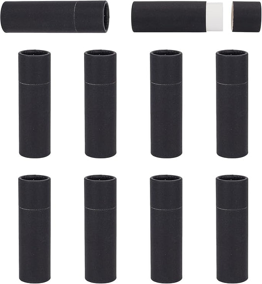 NICENEEDED 10 Pcs Kraft Paper Lipstick Tube, 0.6 Oz Paperboard Lip Balm Tubes, Cardboard Empty Deodorant Container Solid Perfume Tube Cosmetic Box for DIY Chapstick Deodorant Crayon