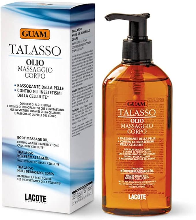 Guam Thalassotherapy Anti Cellulite Massage Oil with Essential Oils - Lymphatic Drainage Drops for Celulitis Treatment - Massage Oil for Massage Therapy - 200ML | by Guam Beauty