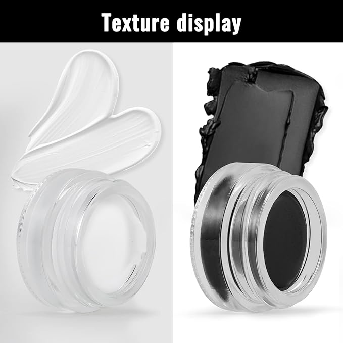 Erinde [2PCS] Waterproof Gel Eyeliner Set, Long Lasting Cream Eye Liner Gel, High-Intensity Pigments Smudge-Proof Eye Liner Makeup, Water-Resistant Eyeliner with 4PCS Brushes (Balck & White)