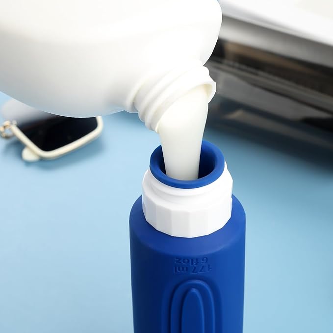 Travel Bottles for Toiletries, Large 6oz Oversize Containers, BPA Free Leak Proof Tubs Refillable Liquid Traveler Accessories with Toiletry Bag for Cometic Shampoo and Lotion Soap (4 Pack)