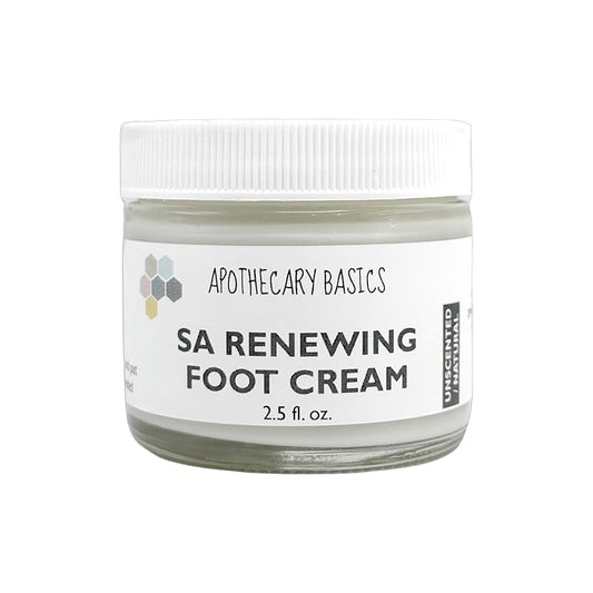 SA Renewing Foot Cream – Handmade with Salicylic Acid & Sweet Almond Oil – Exfoliating & Moisturizing – Fragrance-Free – 2.5 fl oz