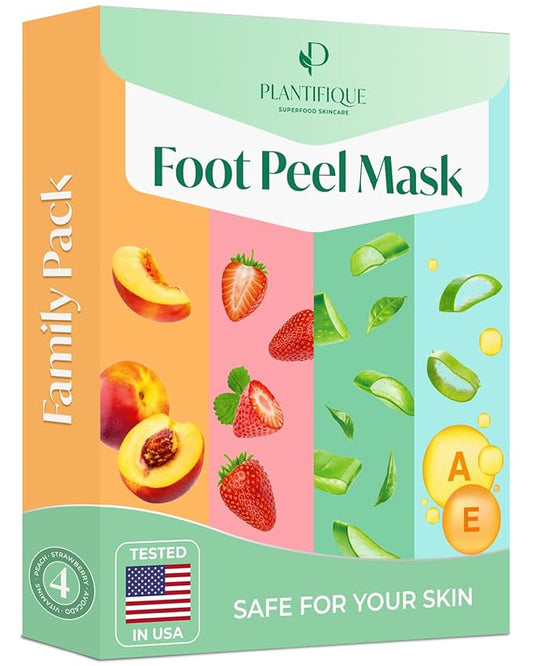 PLANTIFIQUE Foot Peeling Mask 4 Pack | Dermatologically Tested Repairs Heels & Removes Dry Dead Skin for Baby Soft Feet | Exfoliating Foot Peel Mask for Dry Cracked Feet