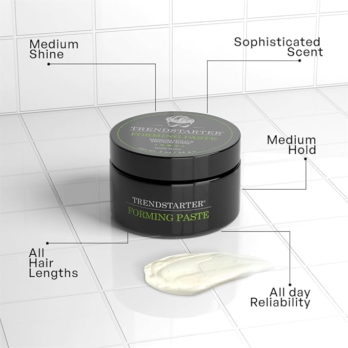 TRENDSTARTER - FORMING PASTE (2oz) - Travel Size - Medium Hold - Medium Shine - Lightweight Water-Based Hair Pomade Cream - Flake-Free Hair Paste for All Hair Types