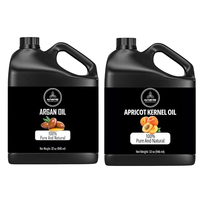 Naturevibe Botanicals Argan Oil 32oz and Apricot Oil 32oz | Oil Combo