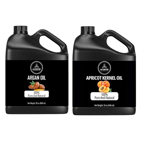 Naturevibe Botanicals Argan Oil 32oz and Apricot Oil 32oz | Oil Combo