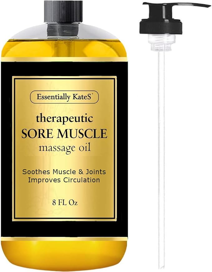 Essentially KateS Sore Muscle Massage Oil 8 Fl Oz - Arnica Extract and Peppermint - Soothe Sore and Tired Muscle and Joints