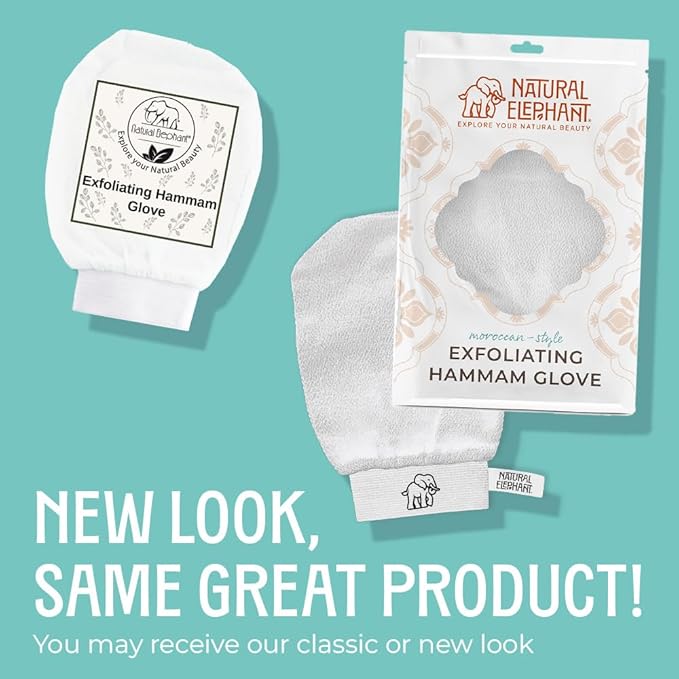 Natural Elephant Exfoliating Hammam Glove | Authentic Moroccan Kessa Body Scrub Mitt for Spa-Quality Skin Renewal | Pearl White Single