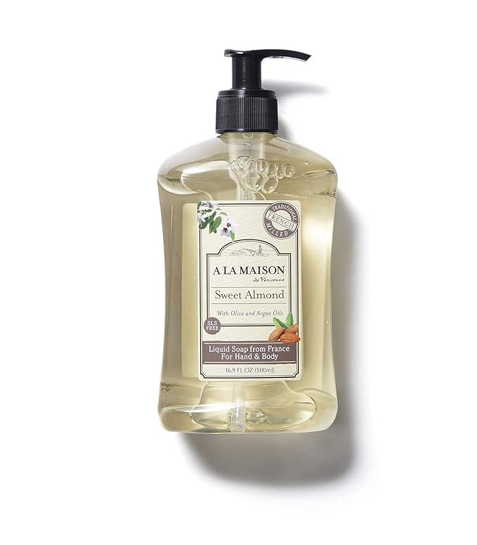 A LA MAISON de Provence Sweet Almond Liquid Hand and Body Soap (Pack of 2) With Coconut Oil, Argan Oil and Vitamin E, 16.9 fl oz Each