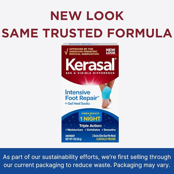 Kerasal Intensive Foot Repair Skin Healing Ointment, 1 Oz and Moisturizing Gel Socks, One Pair (Packaging May Vary)