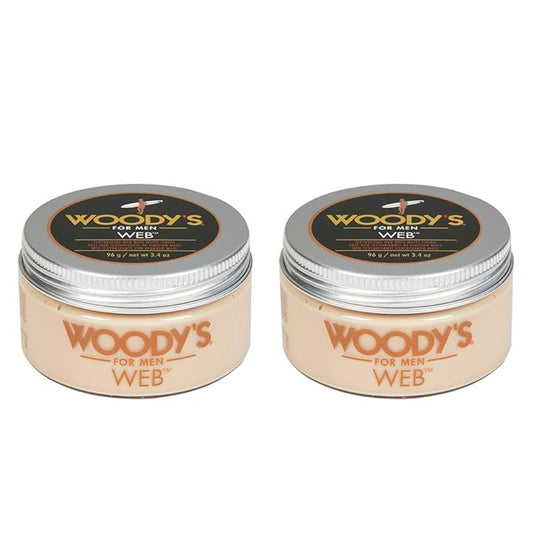 Woody's Web Clay Pomade for Men - Texturizing Hair Clay for Men, Flexible Hold Natural Look & Matte Finish, 3.4 oz, 2 Pack