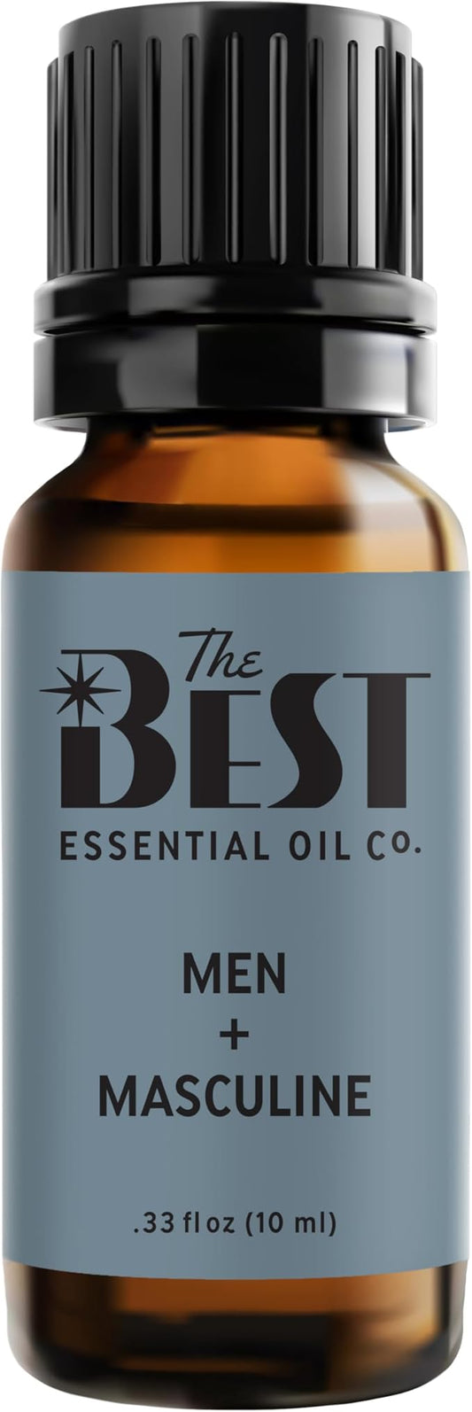 The Best Men + Masculine Essential Oil Blend- Premium Grade- 100% Pure & Natural for Aromatherapy, Diffuser, Spa, Massage, Air Freshener- 10 ml (.33 fl oz)