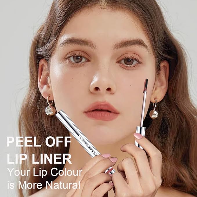 Peel Off Lip Liner Stains for Women, Long Lasting Waterproof Matte Finish Lip Tint Stains with Tweezer Kit, Transfer Proof, Easy to Use, Peel Off Liquid Lipstick for All Skin Types, #6 Rose Red