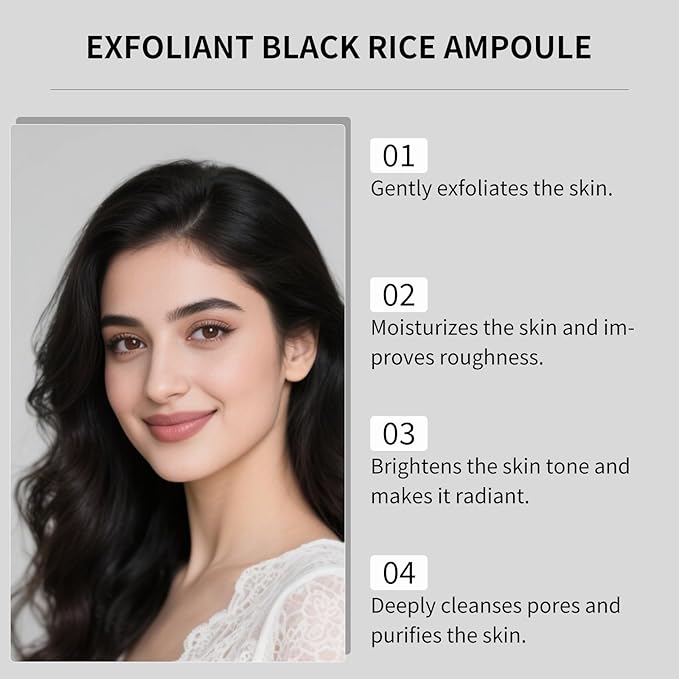 Rice Water Duo Exfoliating & Brightening Ampoules -2x100ml Gentle Facial Peel for Smooth SkinTextureDaily Exfoliator with RiceBran Extract FDA-Certified SkinRenewal Booster for All Skin Types