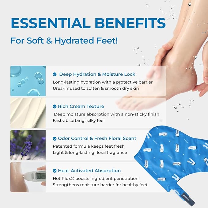 Crocodile Moisture Foot Mask – Deep Hydration & Odor Control, 10 Pairs (0.68 fl.oz. per Pair, 0.34 fl.oz. x 2ea)