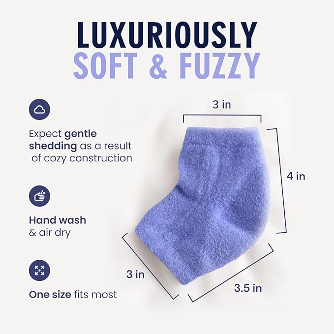 Dr. Frederick's Original Moisturizing Fuzzy Heel Socks - 2 Pairs - Cozy Gel-Lined Sleep Socks for Women & Men - Soothes Dry, Cracked Feet - Heel Repair - Lavender Luxury
