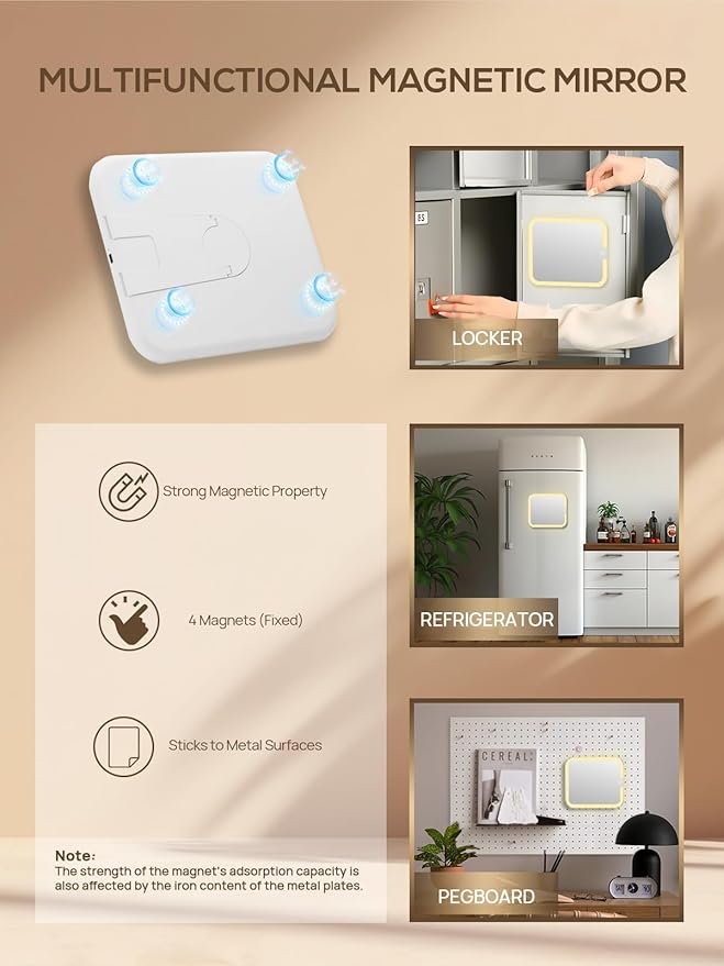 OMIRO Makeup Case, Makeup Bag with Light Up Mirror Set, Makeup Organizer Bag with Magnet Makeup Mirror for Women and Girls