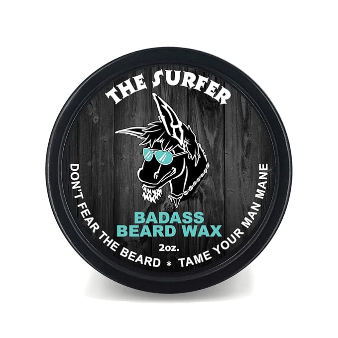 Badass Beard Care Beard Wax For Men - The Surfer, 2 oz - Softens Beard Hair, Leaves Your Beard Looking and Feeling More Dense
