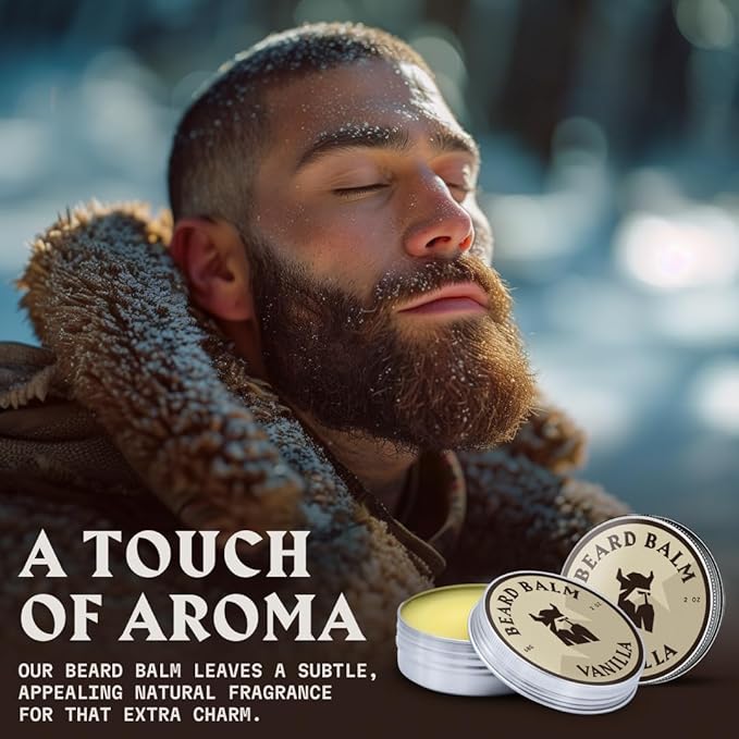 Striking Viking Beard Balm for Men – Light Hold, Vanilla, 2 Oz, Pack of 2 - Leave-in Beard Conditioner with Shea Butter, Tea Tree, Argan & Jojoba Oil - Shape & Moisturize Coarse, Dry Facial Hair