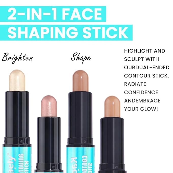 evpct 2in1 Face Shaping & Contouring Stick Cream Contour Concealer Bronzer Stick Makeup Kit for Face Highlighter Makeup Stick contorno maquillaje de maquillaje, NEW Universal Light +NEW Light Medium