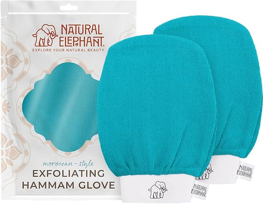 Natural Elephant Exfoliating Hammam Glove | Authentic Moroccan Kessa Body Scrub Mitt for Spa-Quality Skin Renewal | Pack of 2